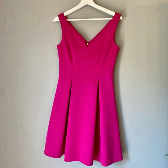 DKNY Fuchsia Sleeveless A-Line, Knee-Length Dress - Picture 1 of 12